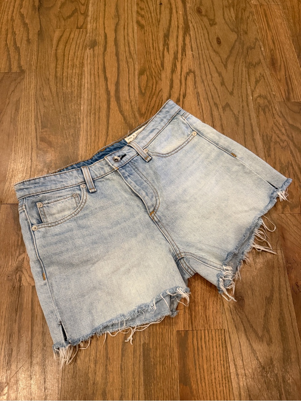 rag & bone Light Blue Distressed Denim Cutoff Shorts